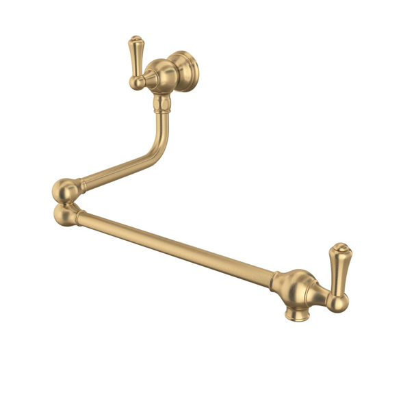 Perrin & Rowe Edwardian U.4799LS-SEG-2 Kitchen Faucet 16-1/4" Pot Filler Wall-Mount 1H Swing W/2-Lever Gold