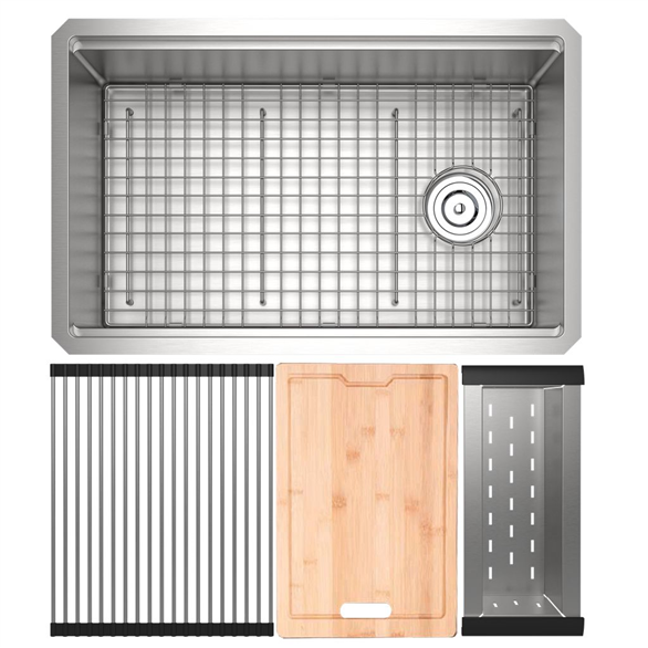 House Of Rohl Culinario RUWUM3019WSSB Kitchen Sink 28" x 16" SS 1-Bowl Workstation Undermount W/Accessories