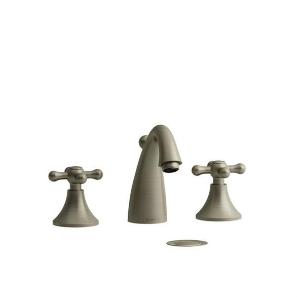 Riobel Manhattan MA08+BN Lavatory Faucet 3-3/4" Deck-Mount 3H 8CC WS 1.20 GPM W/2-Cross Pop-Up Nickel