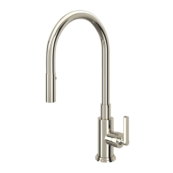House Of Rohl Lombardia A3430LMPN-2 Kitchen Faucet 9-1/4" C Deck-Mount 1H Pull-Down Spray W/1-Lever 2-Spray Nickel