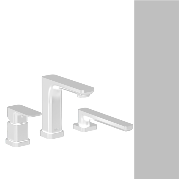 Riobel Equinox TEQ10BK Roman Bathtub Filler Trim 7-3/4" 3PC Deck-Mount 3H W/1-Lever Hand Shower Black