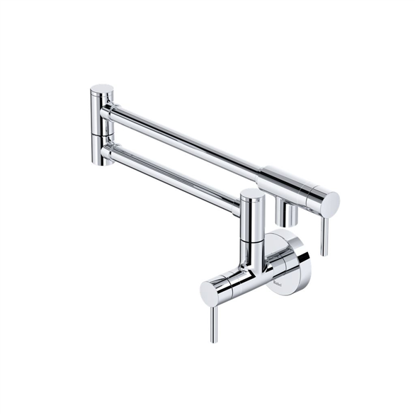Riobel Azure AZ900C 24-3/8"SR Pot Filler Wall-Mount 1-Hole Kitchen Faucet Swing 5.50 GPM With 2-Lever Handles Chrome