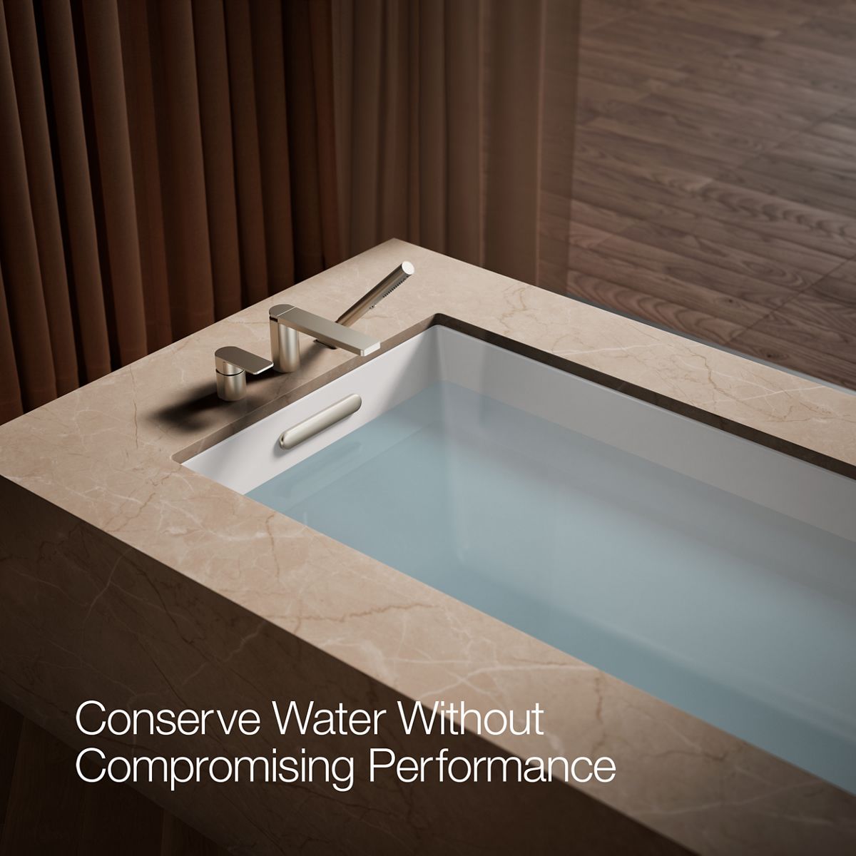 Parallel Deck-mount bath faucet with handshower