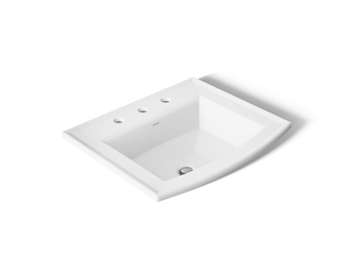 Kohler 2356-8-0 Archer 22-3/4" Rectangular Drop-In Bathroom Sink, 8" Widespread