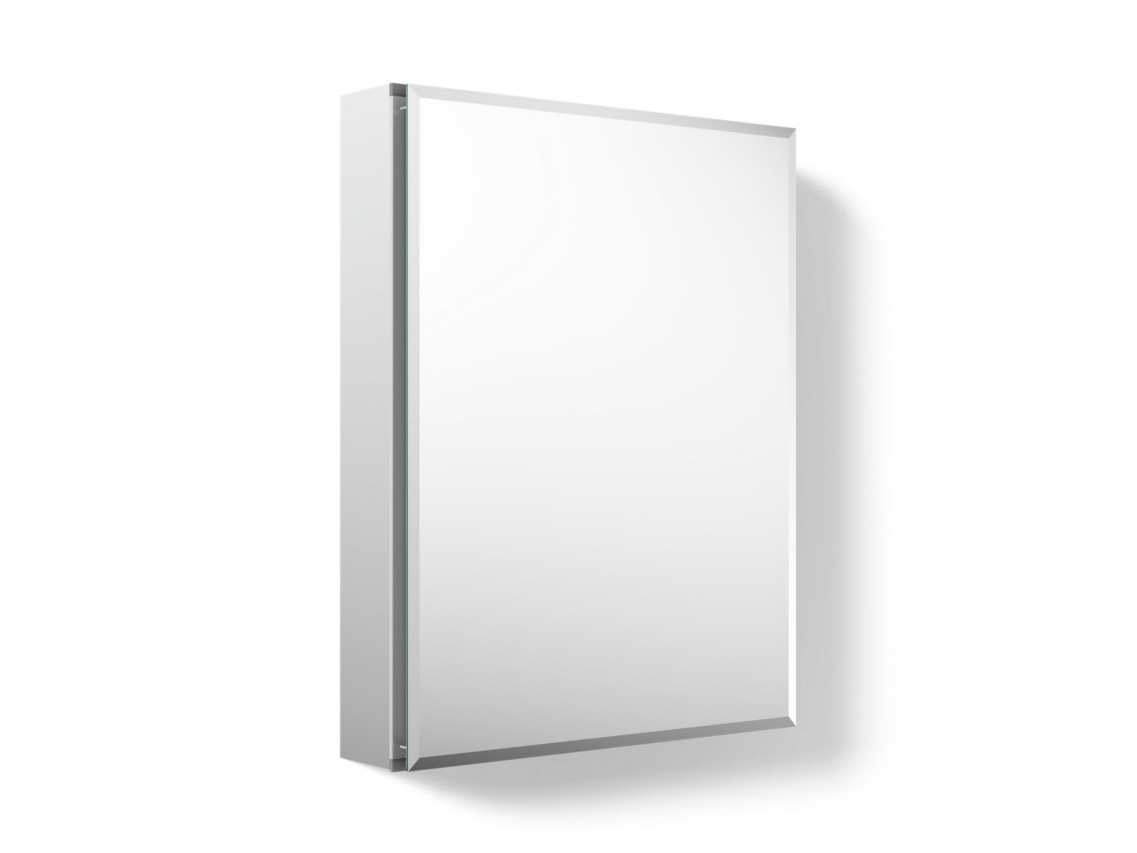 Kohler CB-CLC2026FS 20" W x 26" H aluminum single-door medicine cabinet with mirrored door, beveled edges