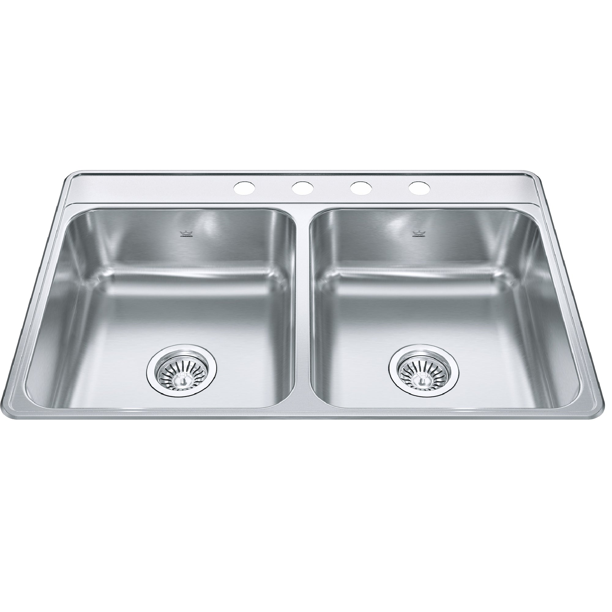 Franke Kindred CDLA3322-7-4 - Creemore 33-in LR x 22-in FB Drop In Double Bowl 4-Hole Stainless Steel Kitchen Sink