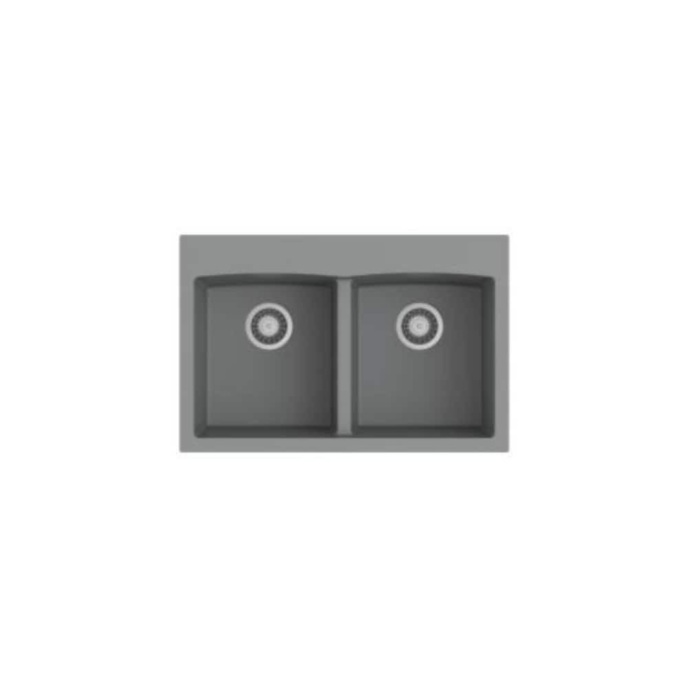 CraftX CrystaLux CXGRD31ETM-GRY 31-inch top-mount 50/50 gray granite sink