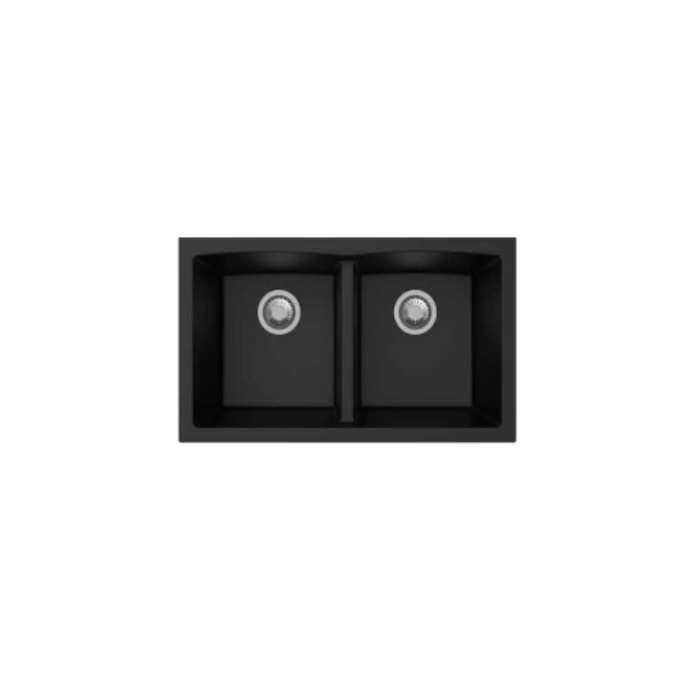 CraftX CrystaLux CXGRD31EUM-DBK 31-inch undermount 50/50 black granite sink