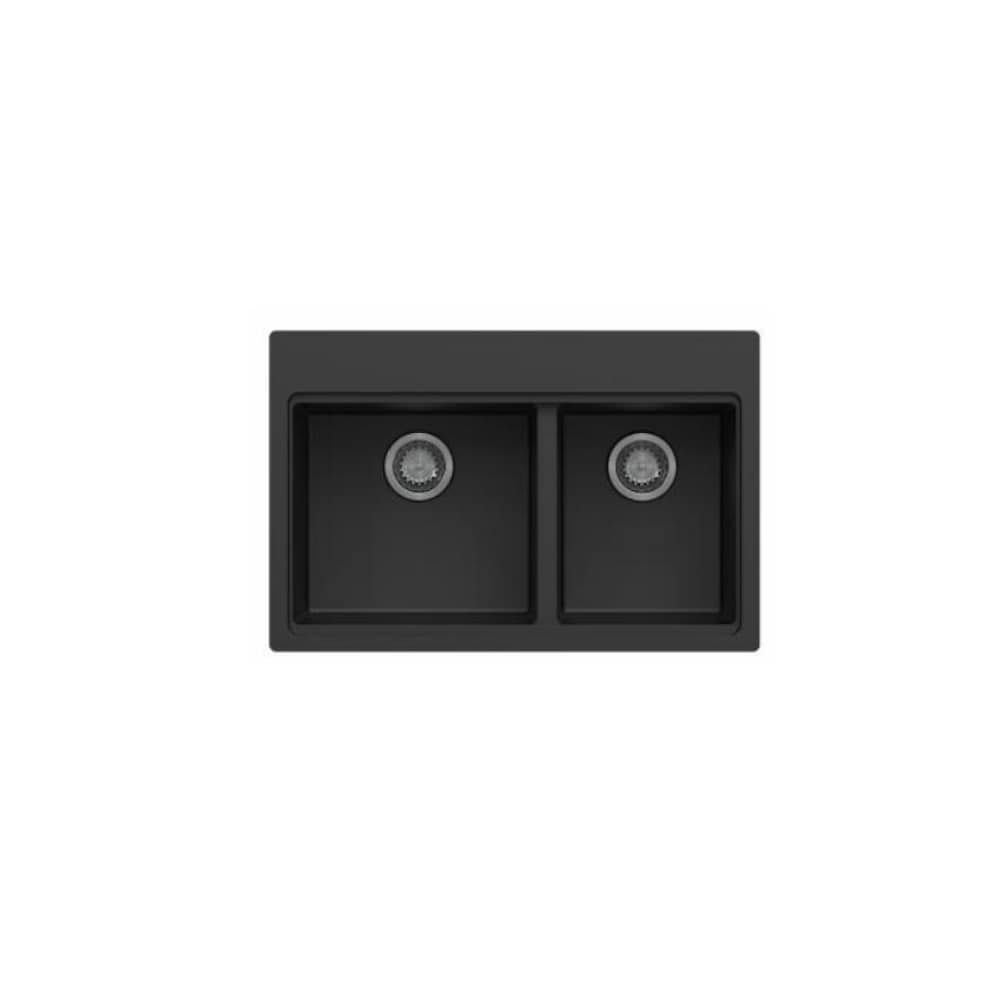 CraftX CrystaLux CXGRD31TM-DBK 31-inch top-mount 60/40 black granite sink