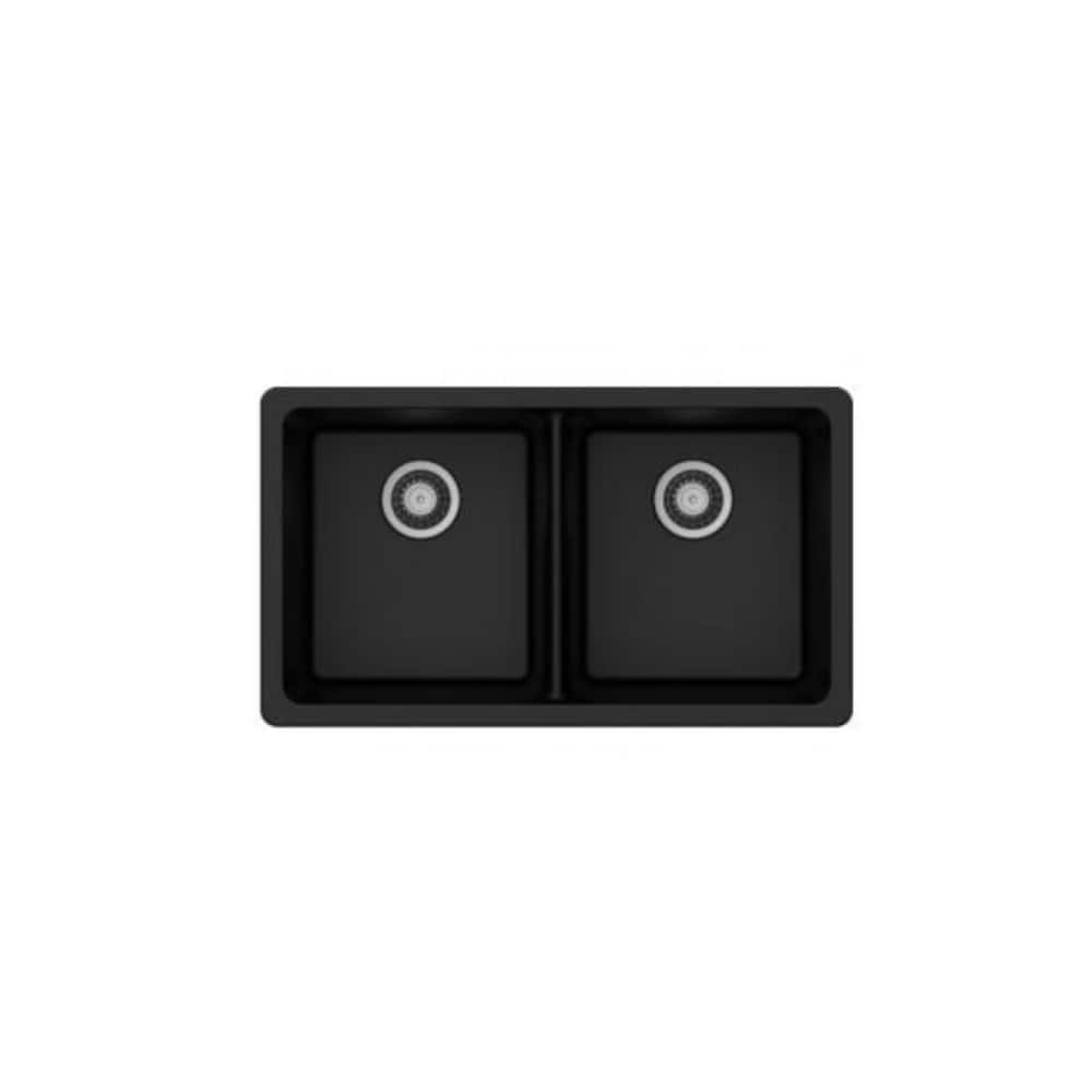 CraftX CrystaLux CXGRD33EUM-DBK 33-inch undermount 50/50 black granite sink