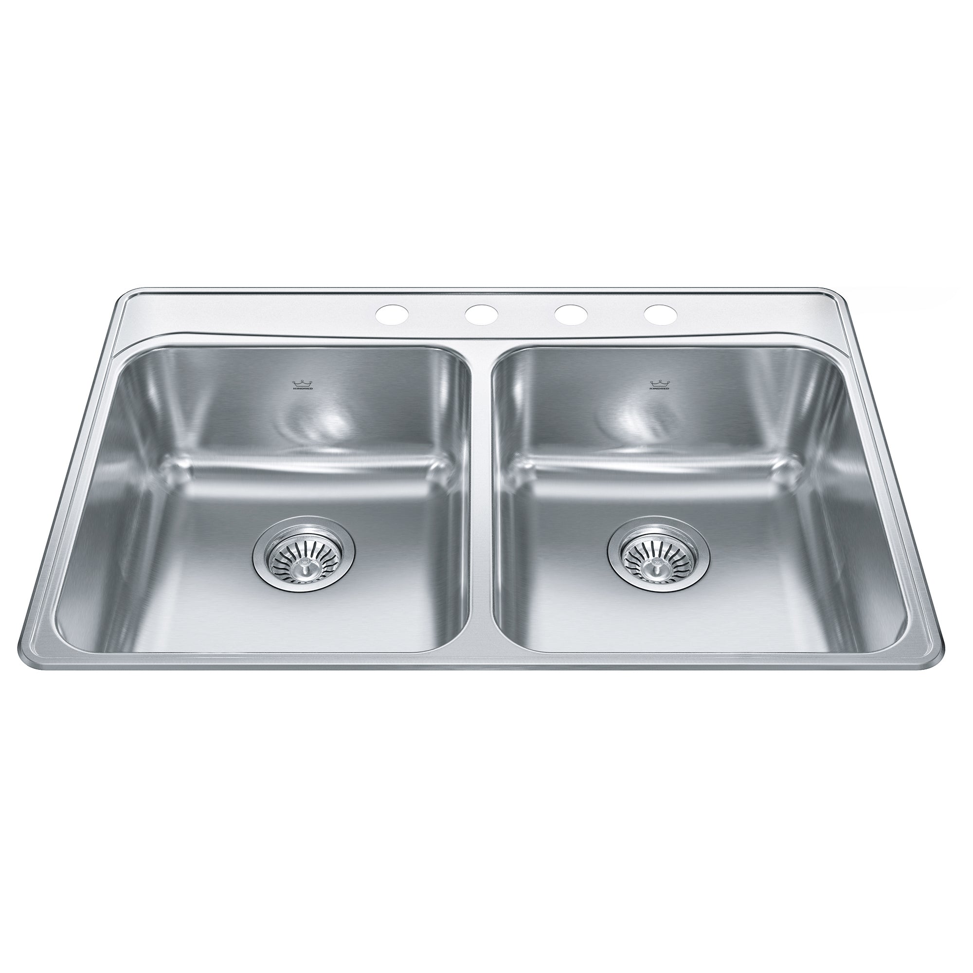 Franke Kindred FCDLA3322-8-4CB - Creemore 33-in LR x 22-in FB Drop In Double Bowl 4-Hole Stainless Steel Kitchen Sink