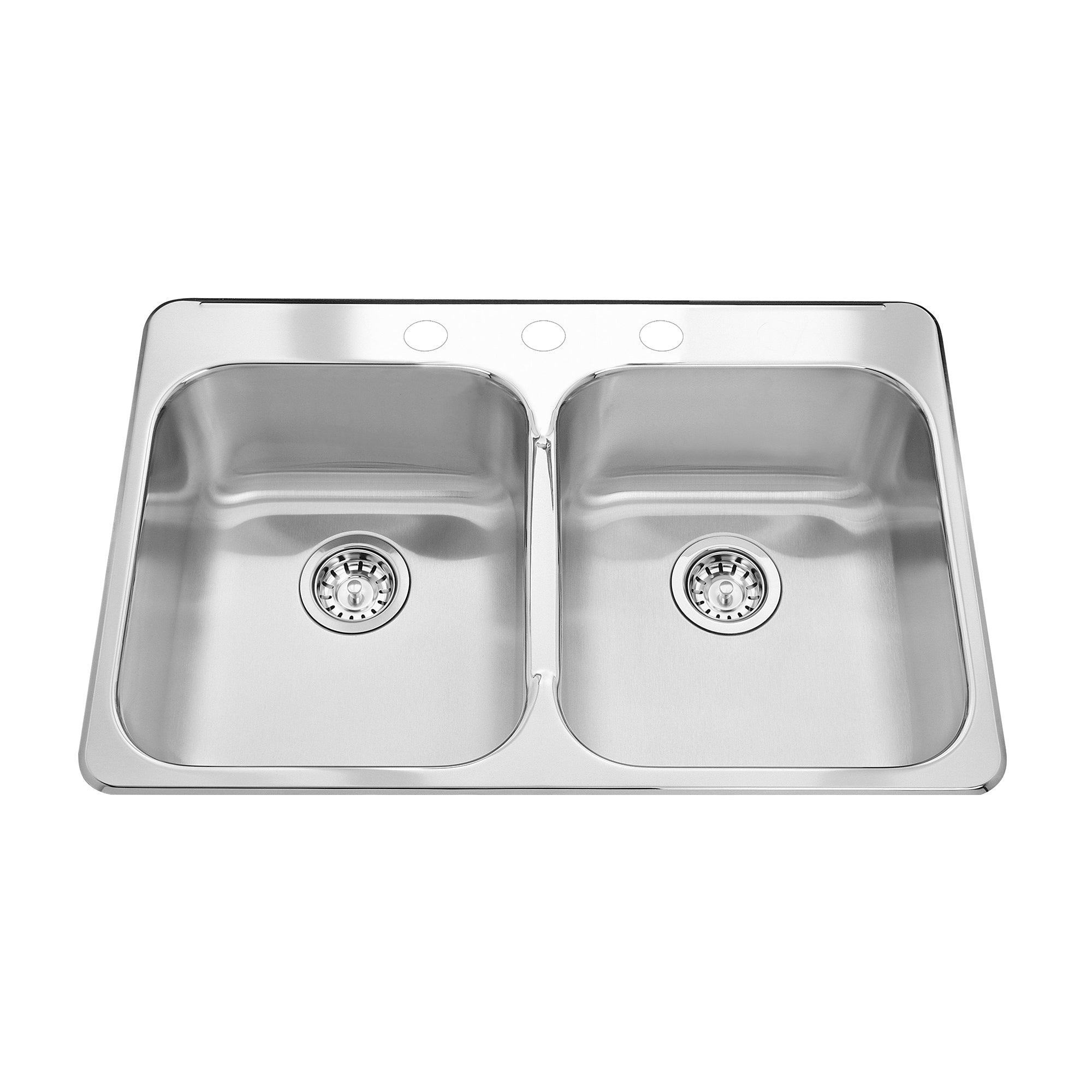 Franke Kindred QDL2031-8 - Steel Queen 31.25-in LR x 20.5-in FB Drop In Double Bowl Stainless Steel Kitchen Sink - 3 Hole