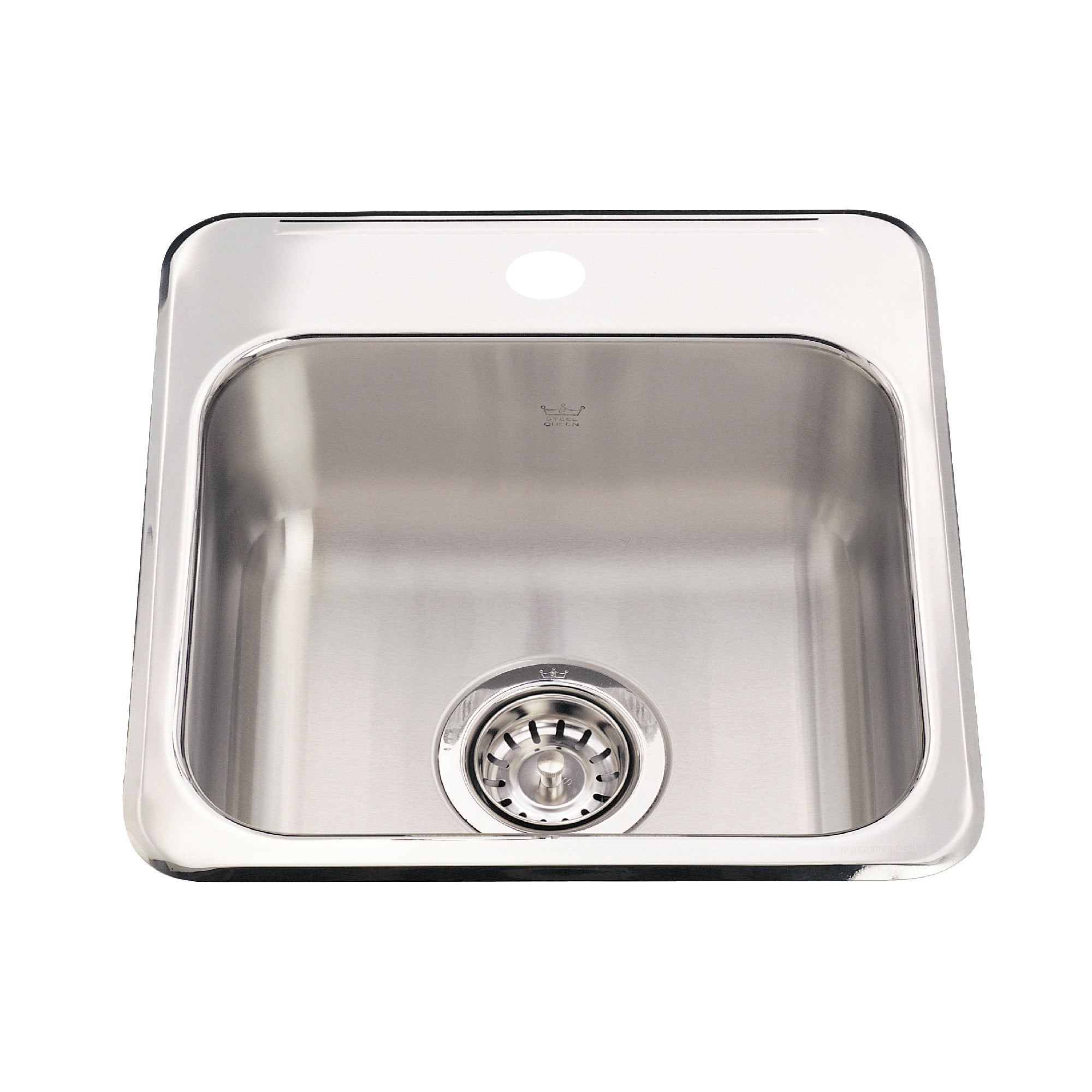Franke Kindred QSL1515-6 - Steel Queen 15.13-in LR x 15.44-in FB Drop In Single Bowl Stainless Steel Hospitality Sink - 1 Hole