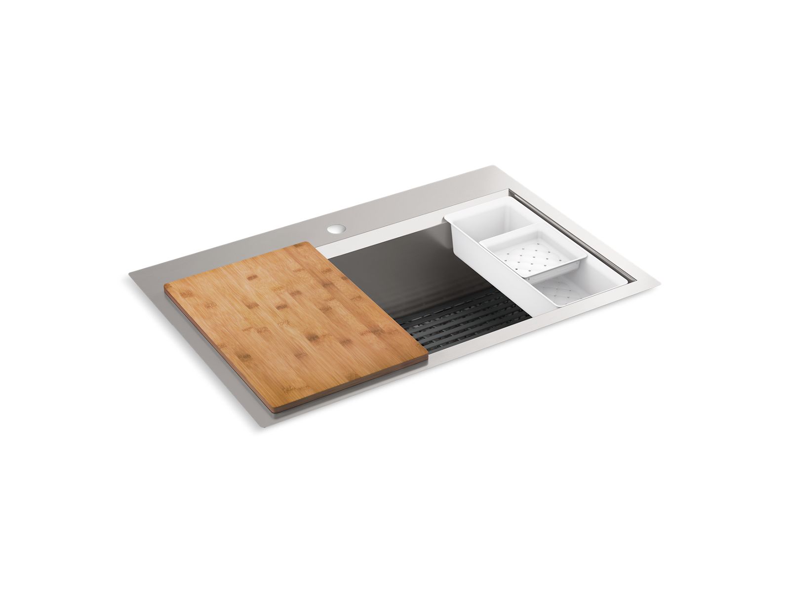 Task 33" top-/undermount single-bowl workstation kitchen sink