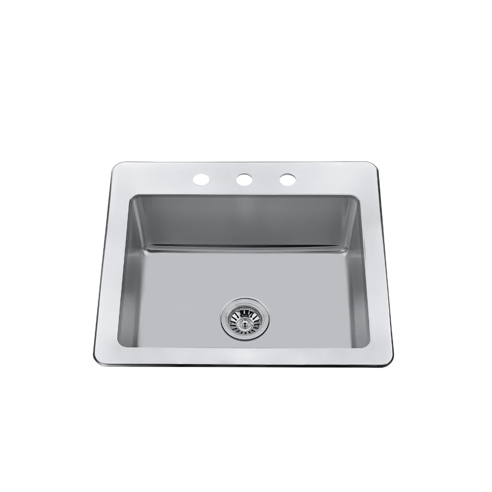 25" Drop-In Single-Bowl Stainless Steel Kitchen Sink with Strainer - CraftX CXTSR2522-3