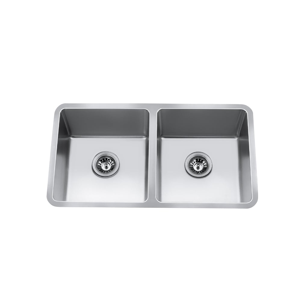31" Undermount R20 Double-Bowl Stainless Steel Kitchen Sink with Strainer - CraftX CXUDR3118