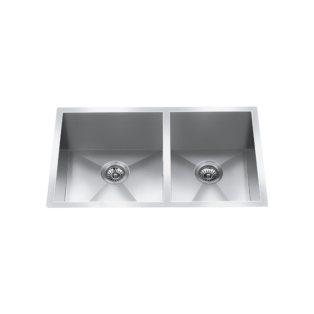 32" Undermount Zero-Radius Double-Bowl Stainless Steel Kitchen Sink with Strainer - CraftX CXZD771
