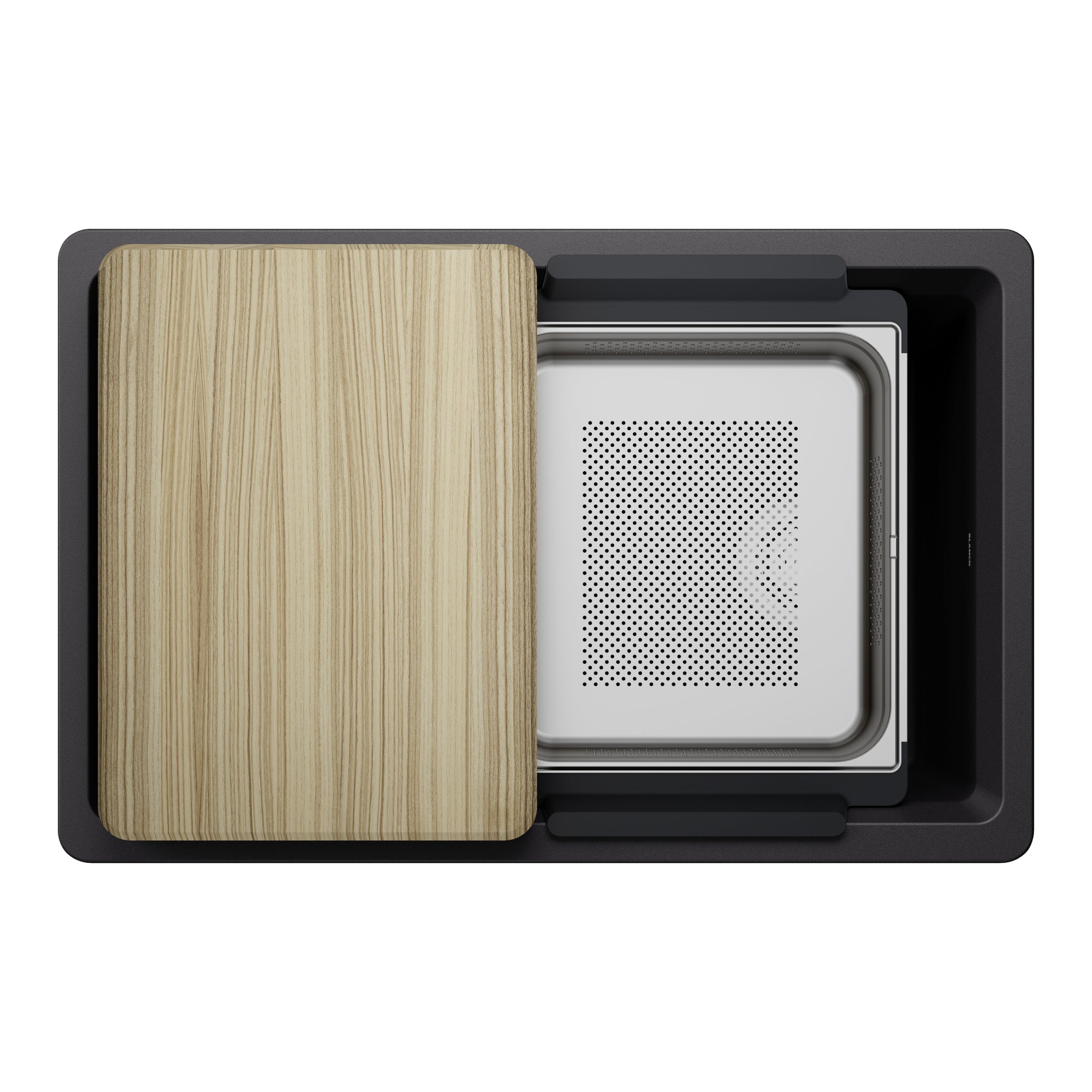 Blanco - 403876 - Inteos SILGRANIT 30" Single Bowl Reversible Undermount Workstation Kitchen Sink - Coal Black - Overview Shot 2
