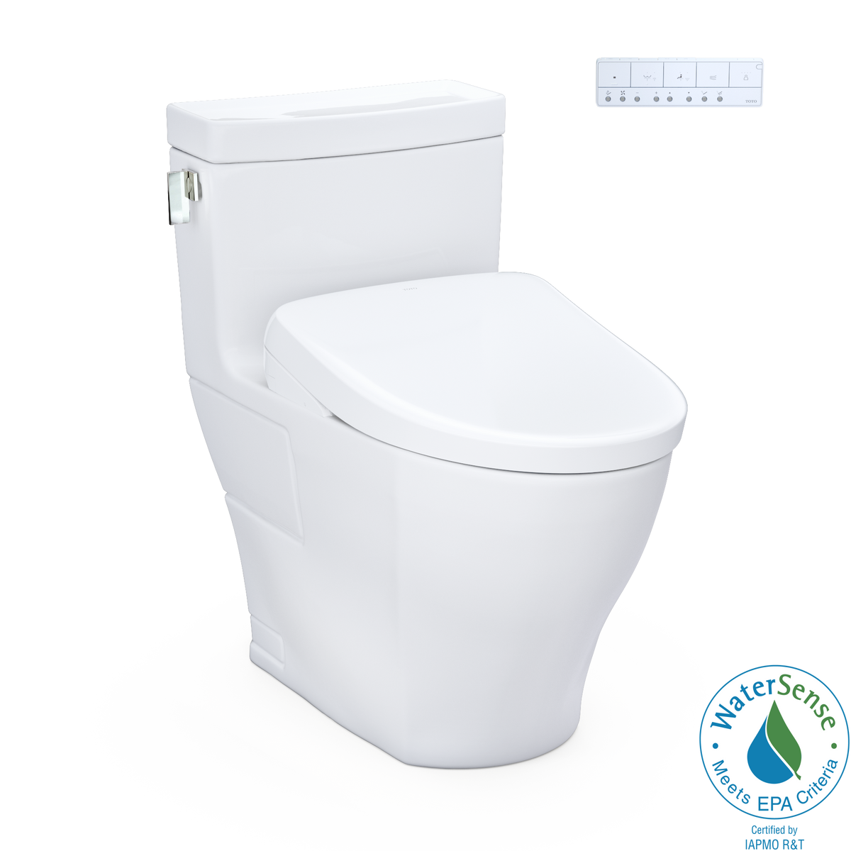TOTO WASHLET+ Legato One-Piece Elongated 1.28 GPF Toilet and Contemporary WASHLET S7A Contemporary Bidet Seat, Cotton White - MW6244736CEFG#01