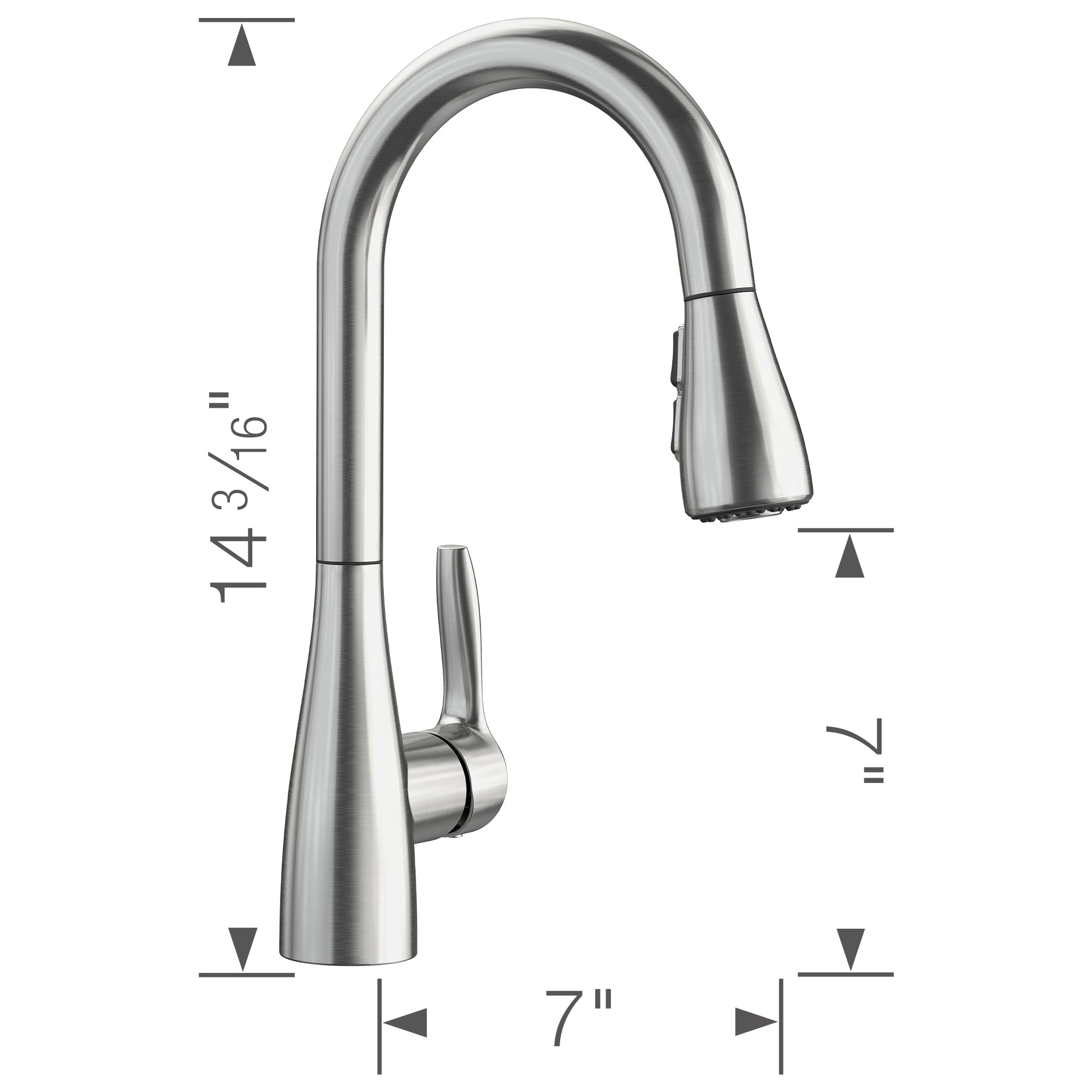 Blanco - 442210 - Atura Pull-Down Dual-Spray Bar Faucet - PVD Steel - Dimension Shot