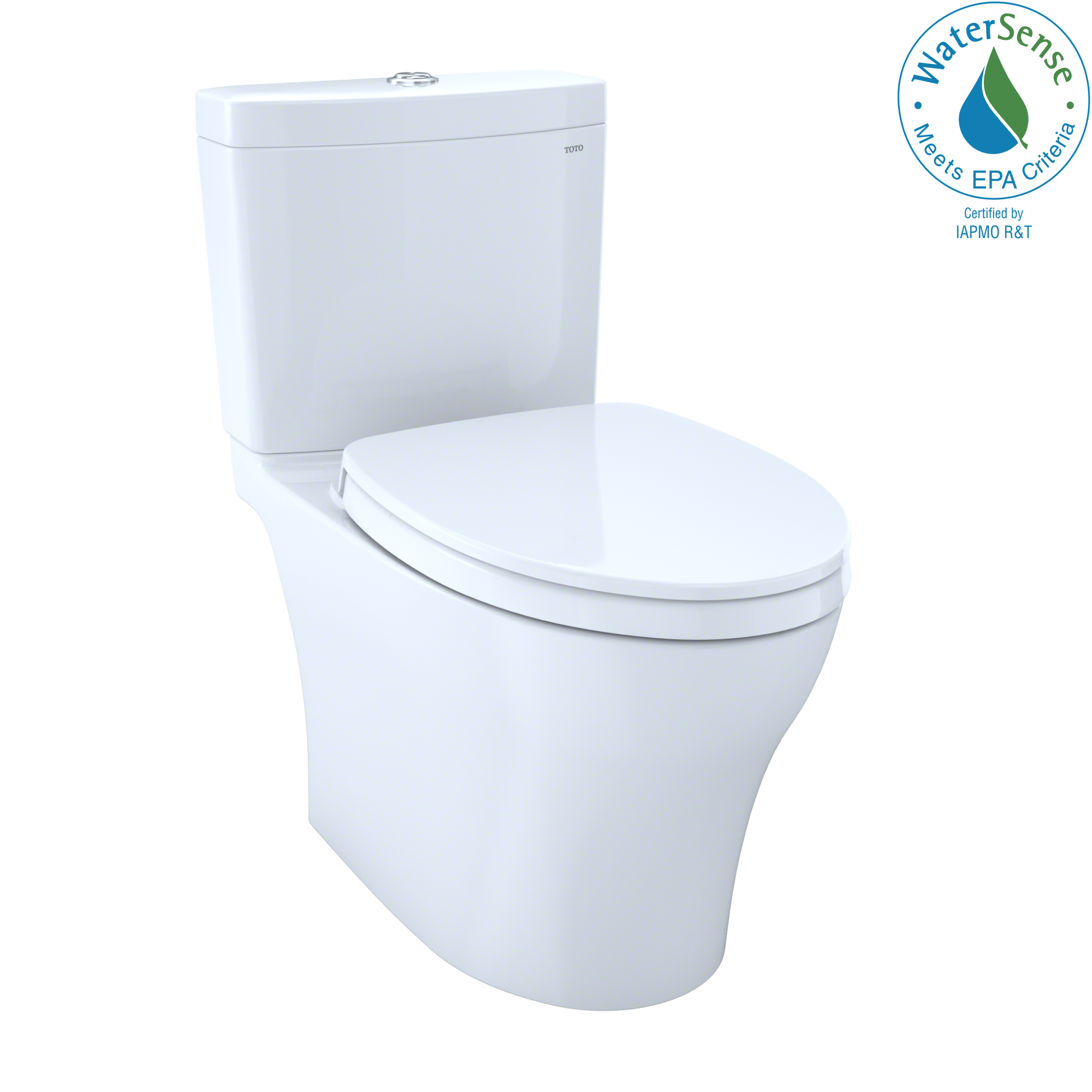 TOTO Aquia IV Two-Piece Elongated Dual Flush 1.28 and 0.9 GPF Universal Height Toilet with CEFIONTECT, WASHLET+ Ready, Cotton White - MS446124CEMFGN#01