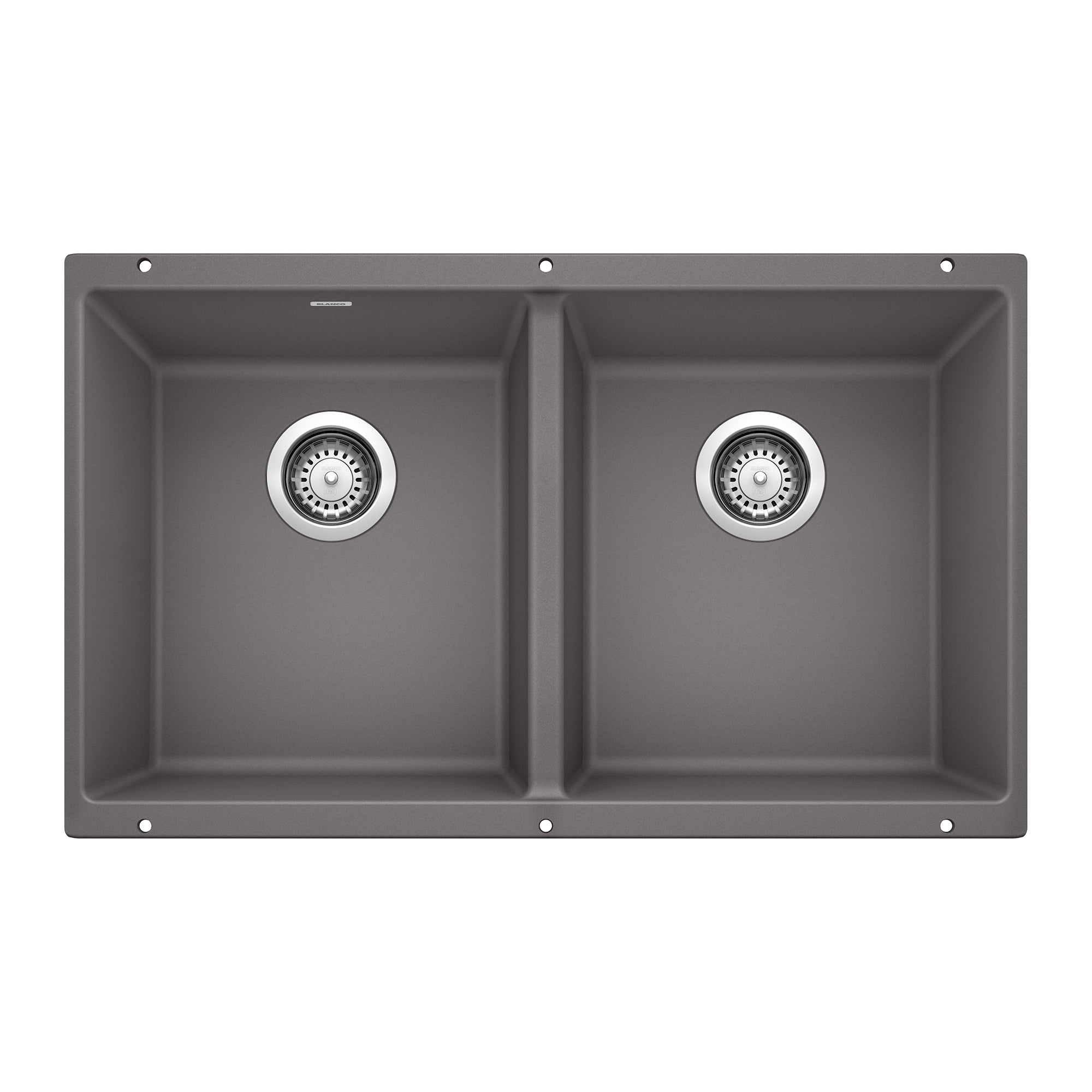 Blanco - 401415 - Precis SILGRANIT 29" 50/50 Double Bowl Undermount Kitchen Sink - Cinder
