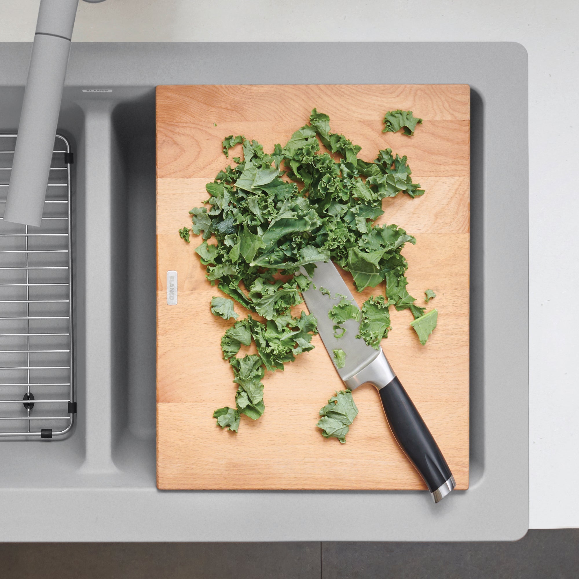 Blanco - 235010 - Ikon/Vintera Beechwood Floating Cutting Board - Beauty Shot 4