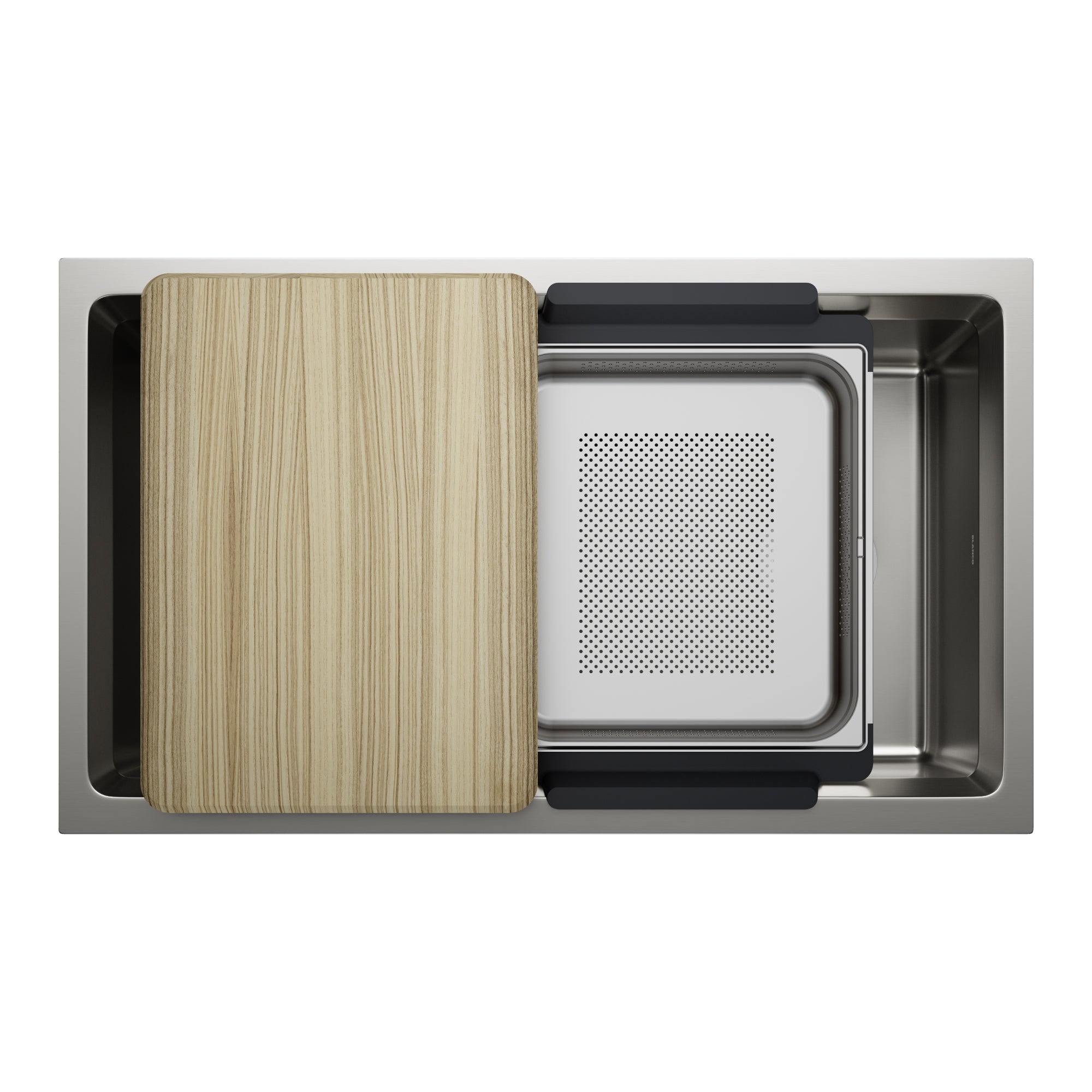 Blanco - 403873 - Inteos 33" Single Bowl Reversible Undermount Stainless Steel Workstation Kitchen Sink - Satin Polish - Overview Shot 2