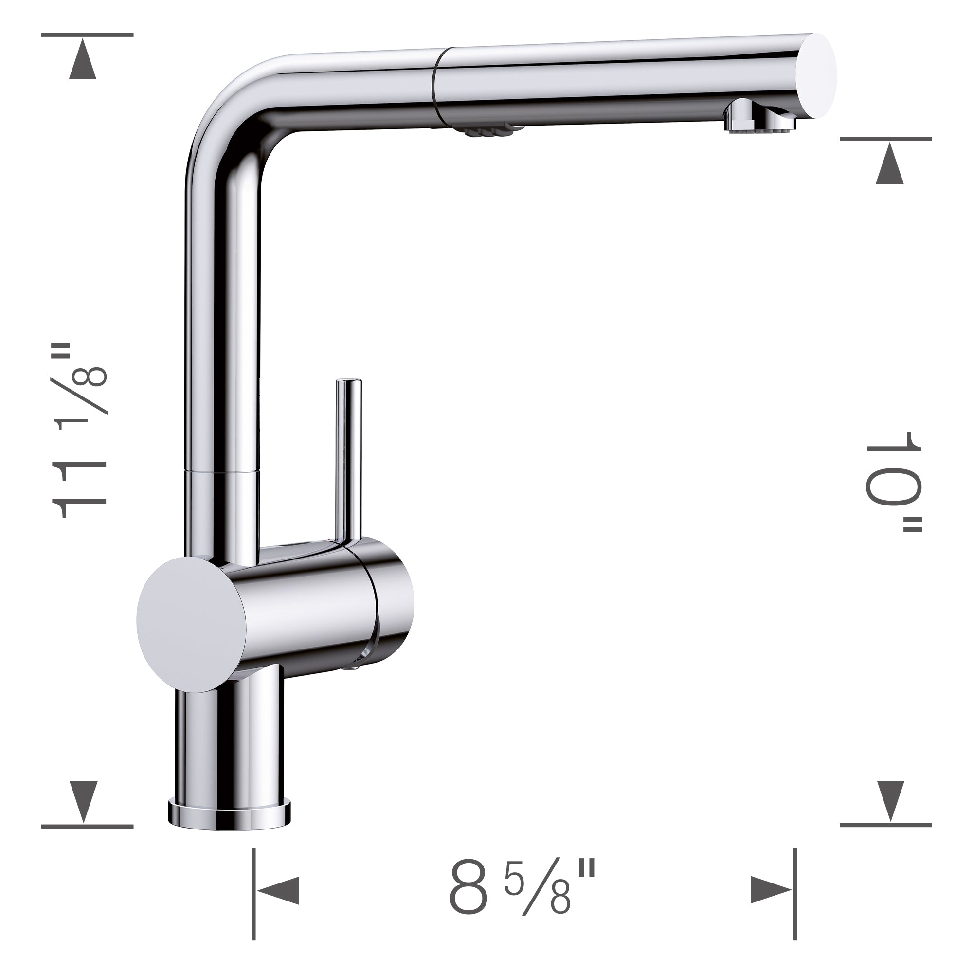 Blanco - 526365 - Linus Low Arc Pull-Out Dual-Spray Kitchen Faucet - Chrome - Dimension Shot