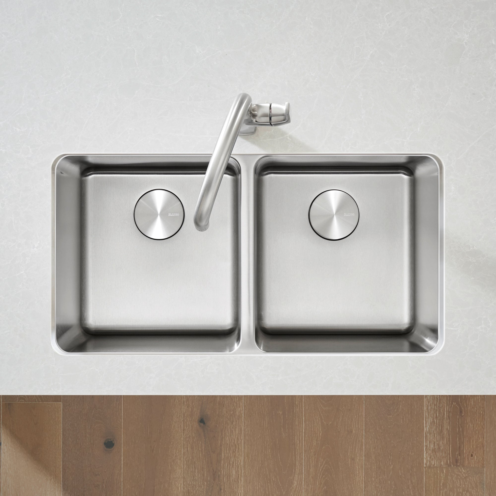 Blanco - 402243 - Formera 33" 50/50 Double Bowl Undermount Stainless Steel Kitchen Sink - Satin Polish - Beauty Shot 3