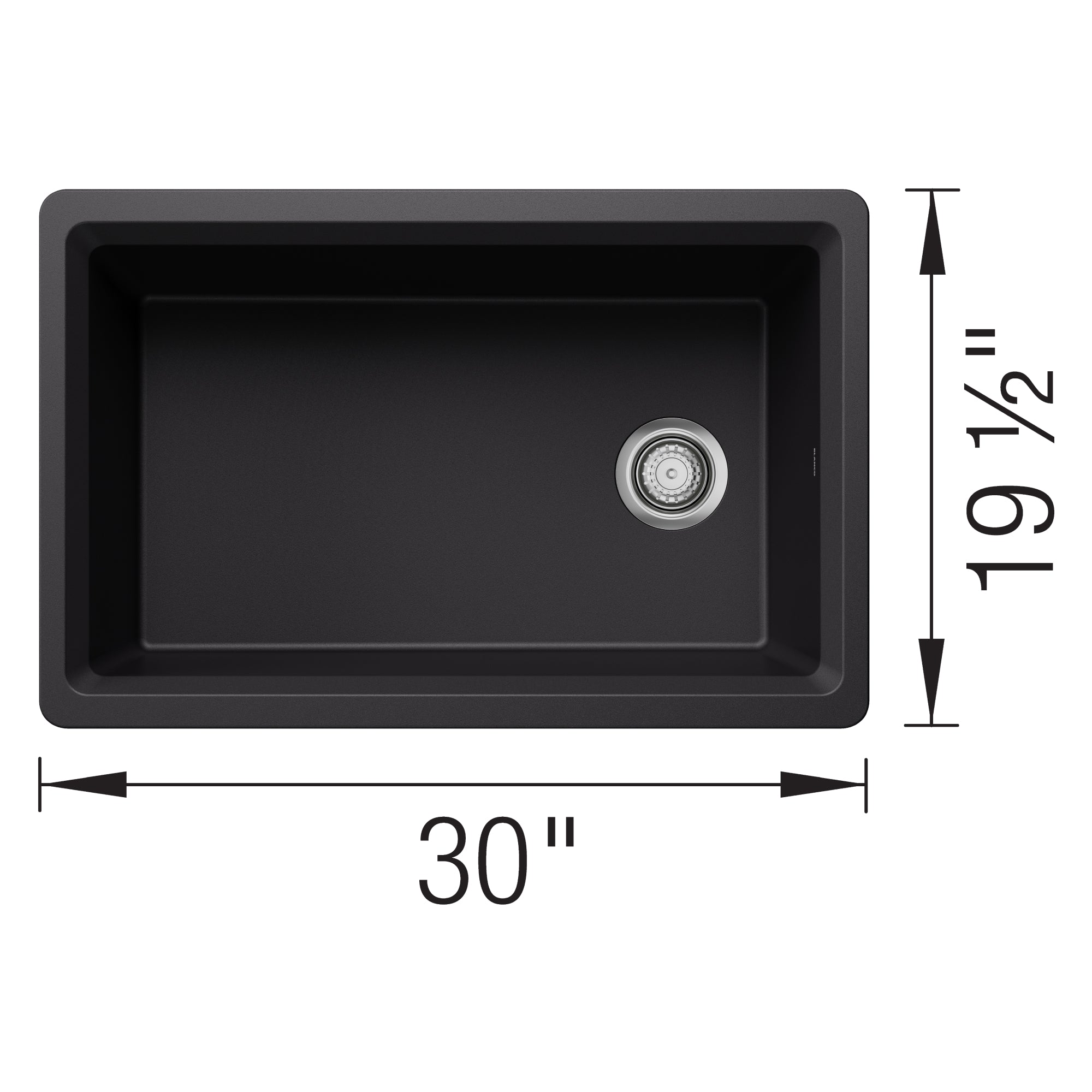 Blanco - 403876 - Inteos SILGRANIT 30" Single Bowl Reversible Undermount Workstation Kitchen Sink - Coal Black - Dimension Shot