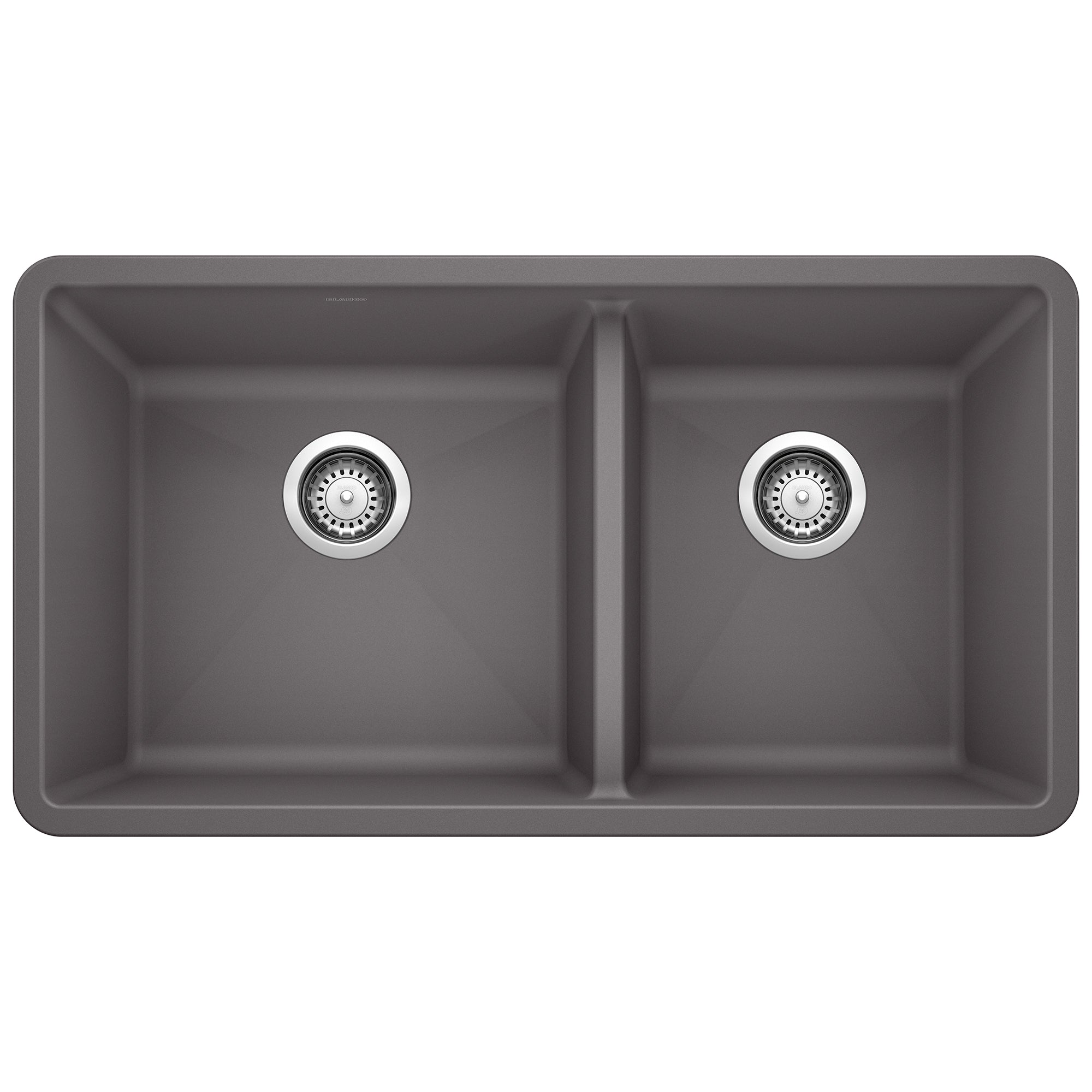 Blanco - 401396 - Precis SILGRANIT 33" 60/40 Double Bowl Undermount Kitchen Sink - Cinder