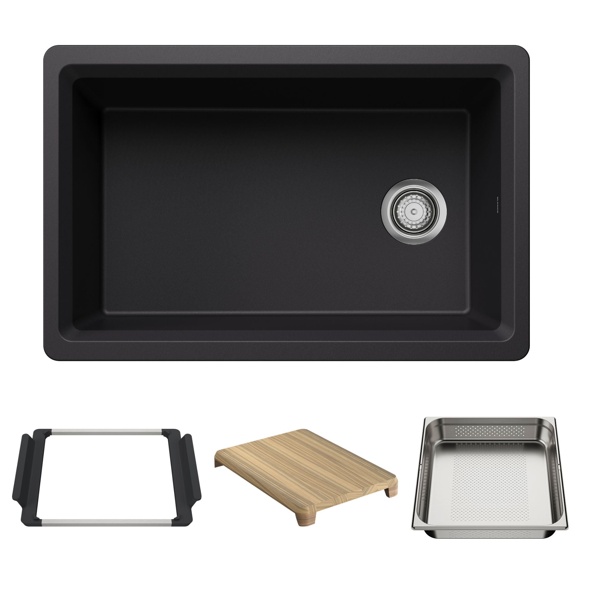 Blanco - 403876 - Inteos SILGRANIT 30" Single Bowl Reversible Undermount Workstation Kitchen Sink - Coal Black