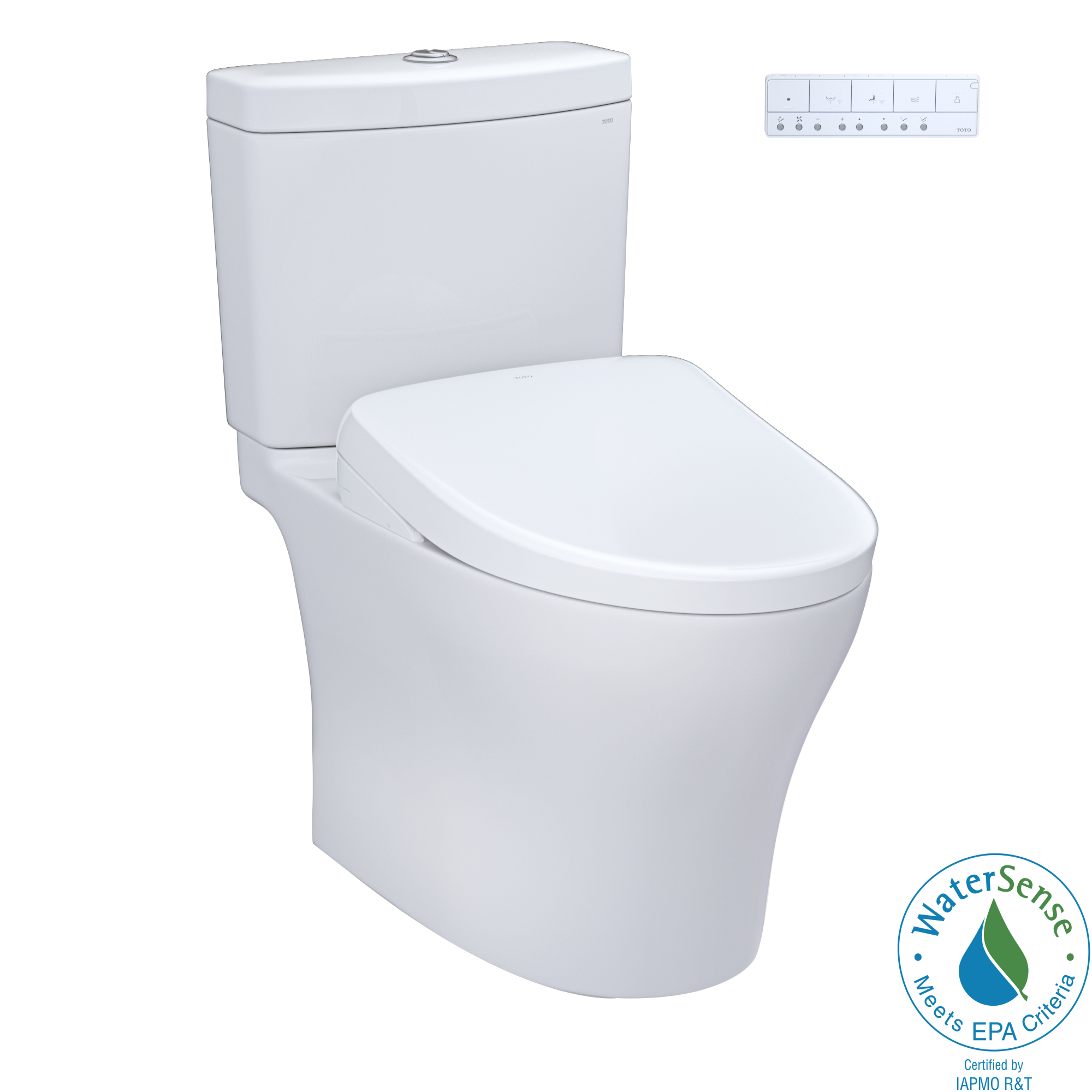 TOTO WASHLET+ Aquia IV Two-Piece Elongated Dual Flush 1.28 and 0.9 GPF Toilet with S7A Contemporary Bidet Seat, Cotton White - MW4464736CEMFGN#01