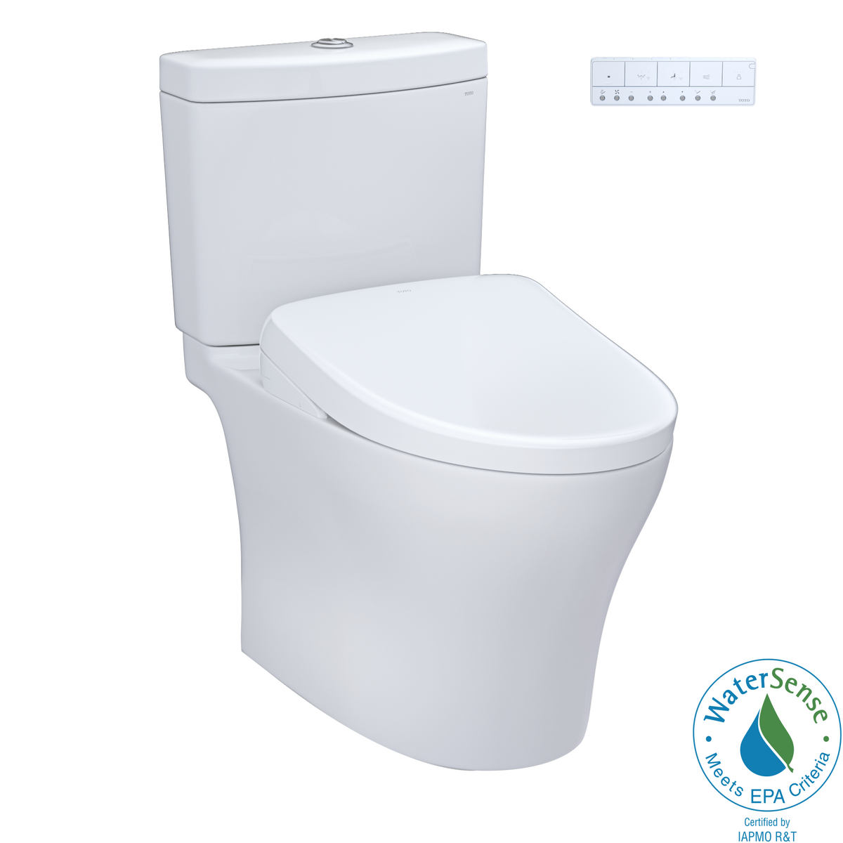 TOTO WASHLET+ Aquia IV Two-Piece Elongated Dual Flush 1.28 and 0.9 GPF Toilet and Contemporary WASHLET S7A Contemporary Bidet Seat, Cotton White - MW4464736CEMGN#01