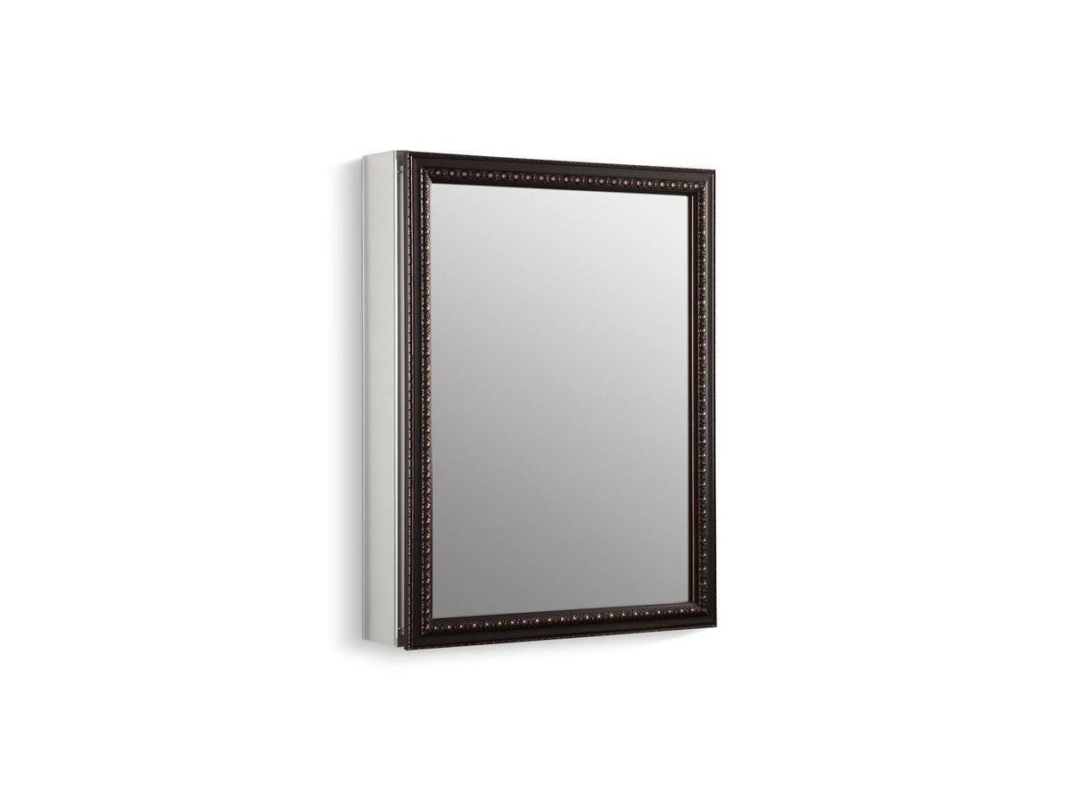 Kohler 2967-BR1 20" W x 26" H aluminum single-door medicine cabinet with oil-rubbed bronze framed mirror door