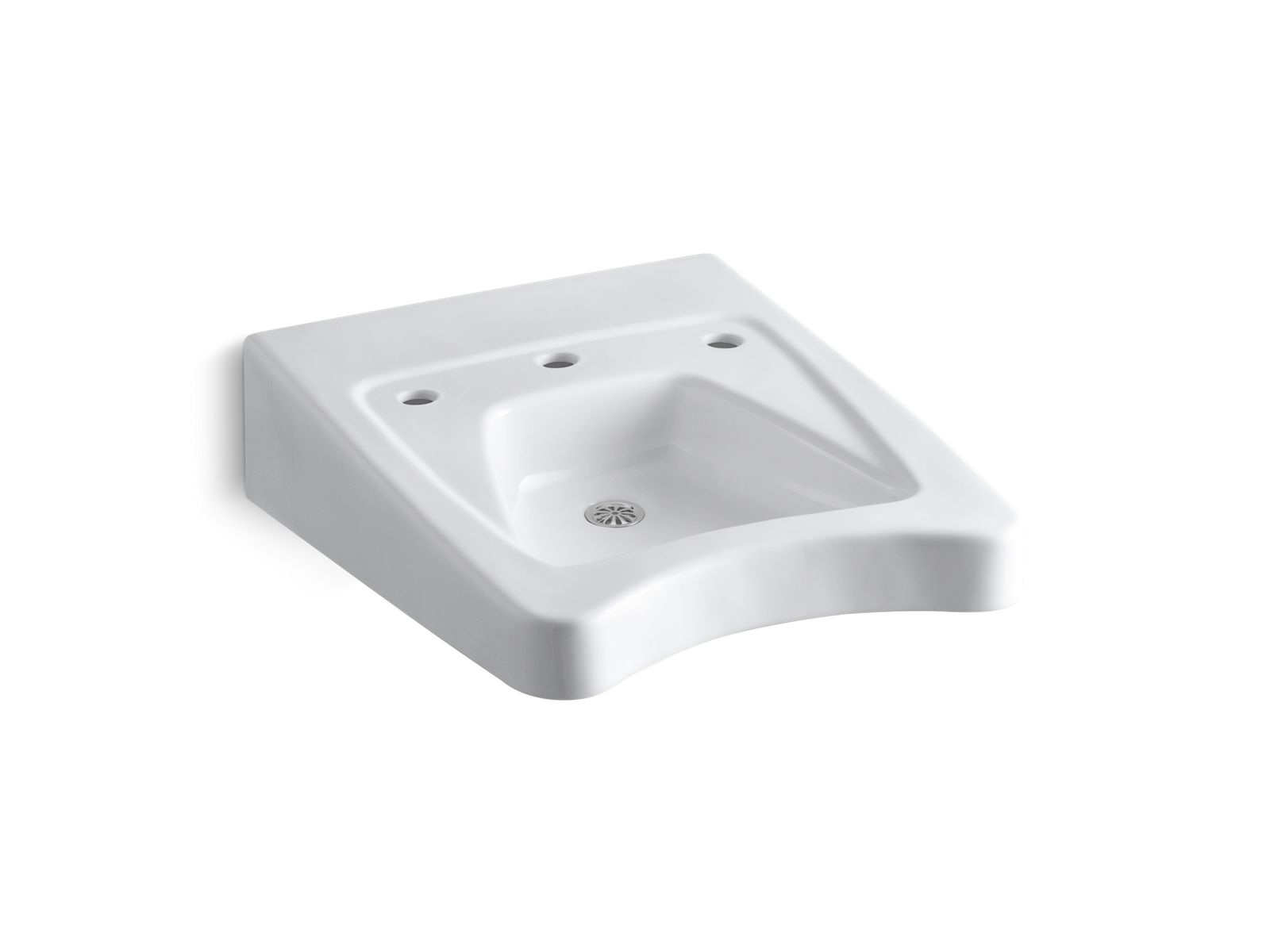 Kohler 12634-0 Morningside 20" x 27" mount/concealed arm carrier wheelchair bathroom sink with 11-1/2" centers faucet holes