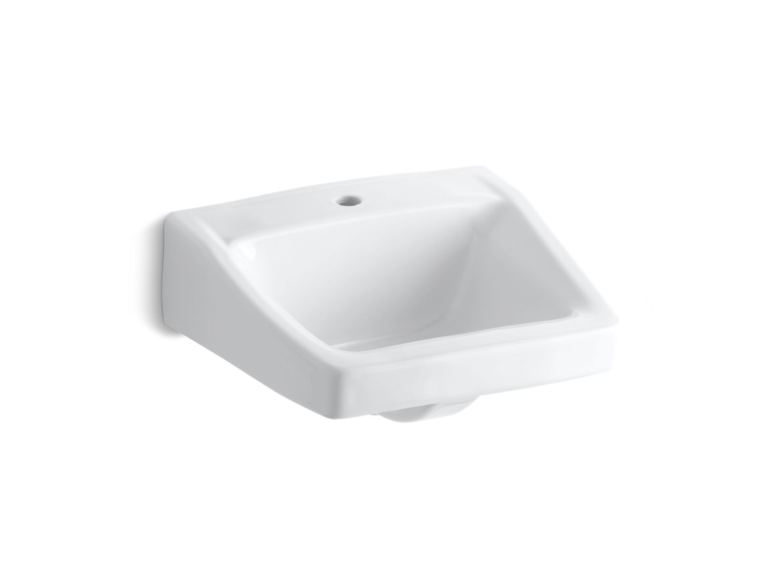Kohler 1722-0 Chesapeake 19-1/4" x 17-1/4" wall-mount/concealed arm carrier bathroom sink with single faucet hole