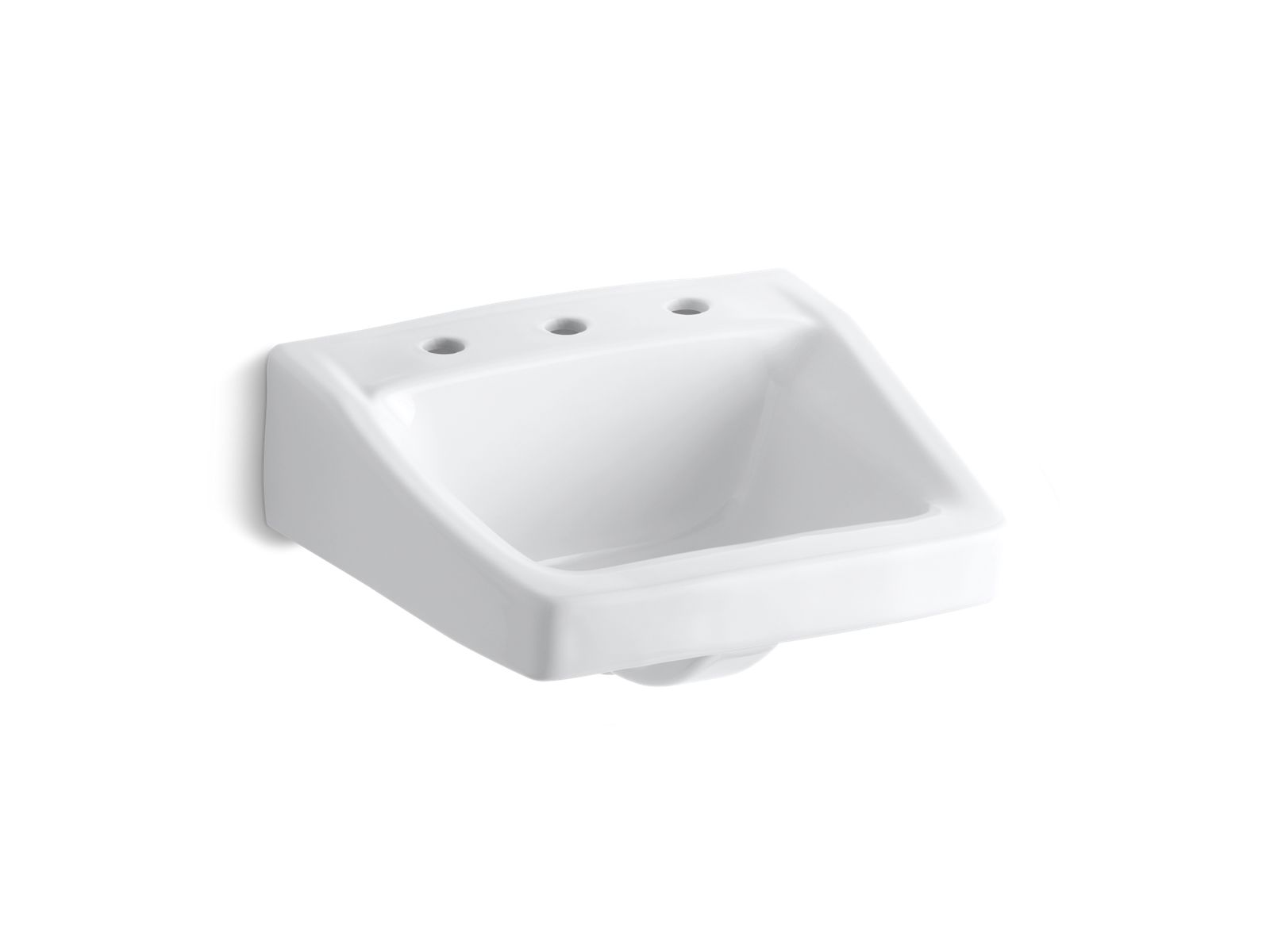 Kohler 1724-0 Chesapeake 19-1/4" x 17-1/4" wall-mount/concealed arm carrier bathroom sink with 8" widespread faucet hole