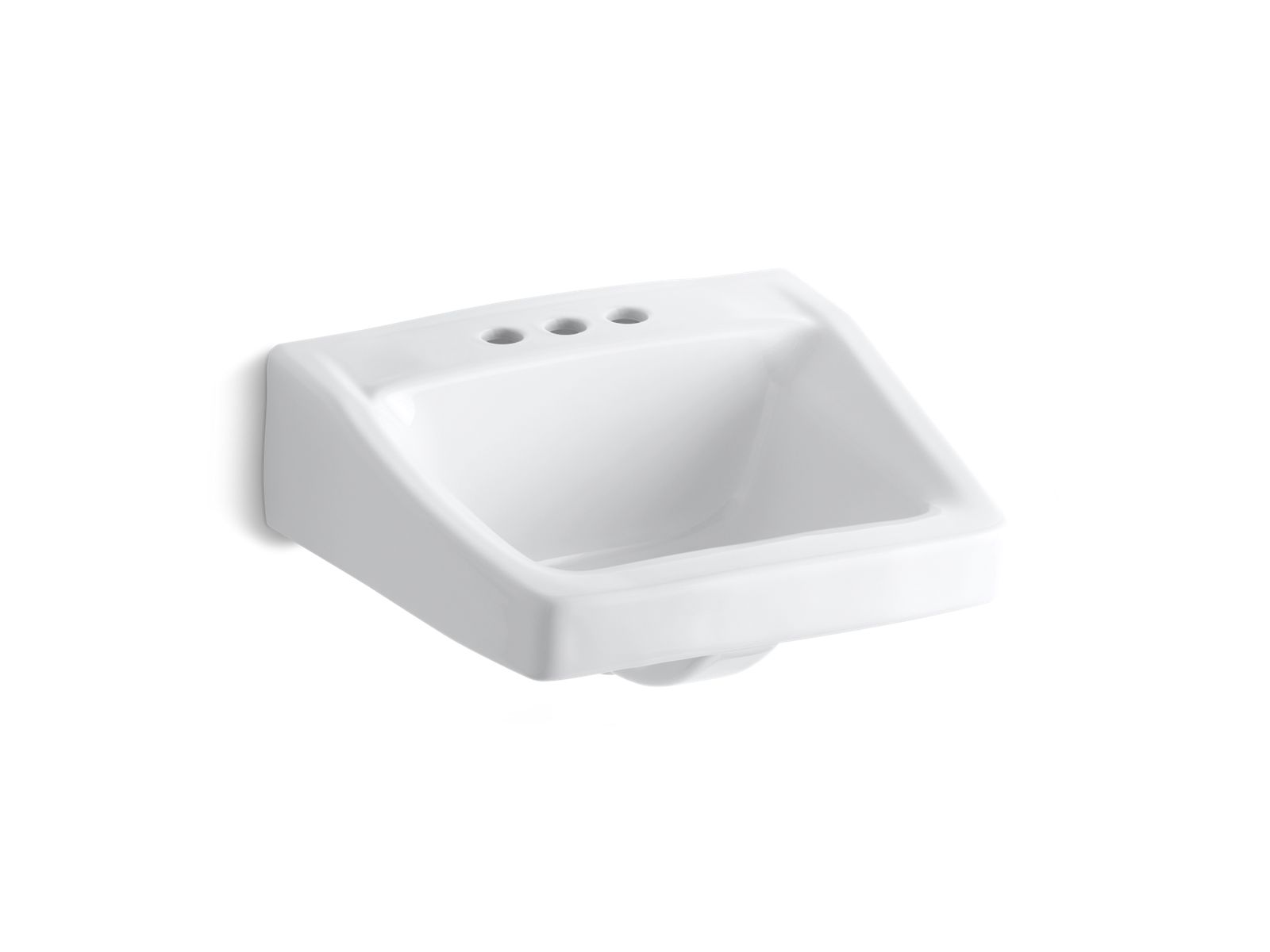 Kohler 1728-0 Chesapeake 19-1/4" x 17-1/4" wall-mount/concealed arm carrier arm bathroom sink with 4" centerset faucet holes
