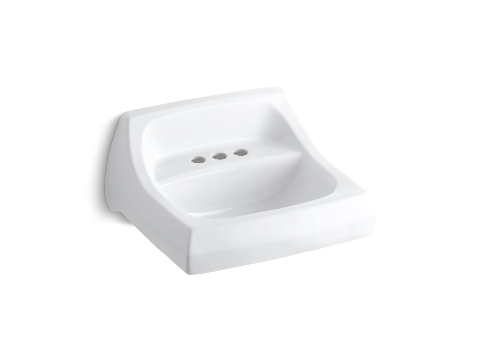 Kohler 2005-0 Kingston 21-1/4" x 18-1/8" wall-mount/concealed arm carrier bathroom sink with 4" centerset faucet holes