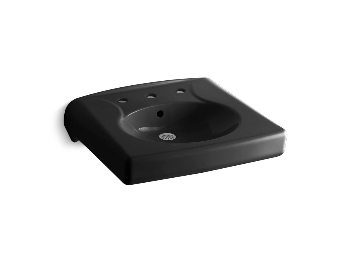 Kohler 1997-8-7 Brenham Wall-mount or concealed carrier arm mount commercial bathroom sink with widespread faucet holes