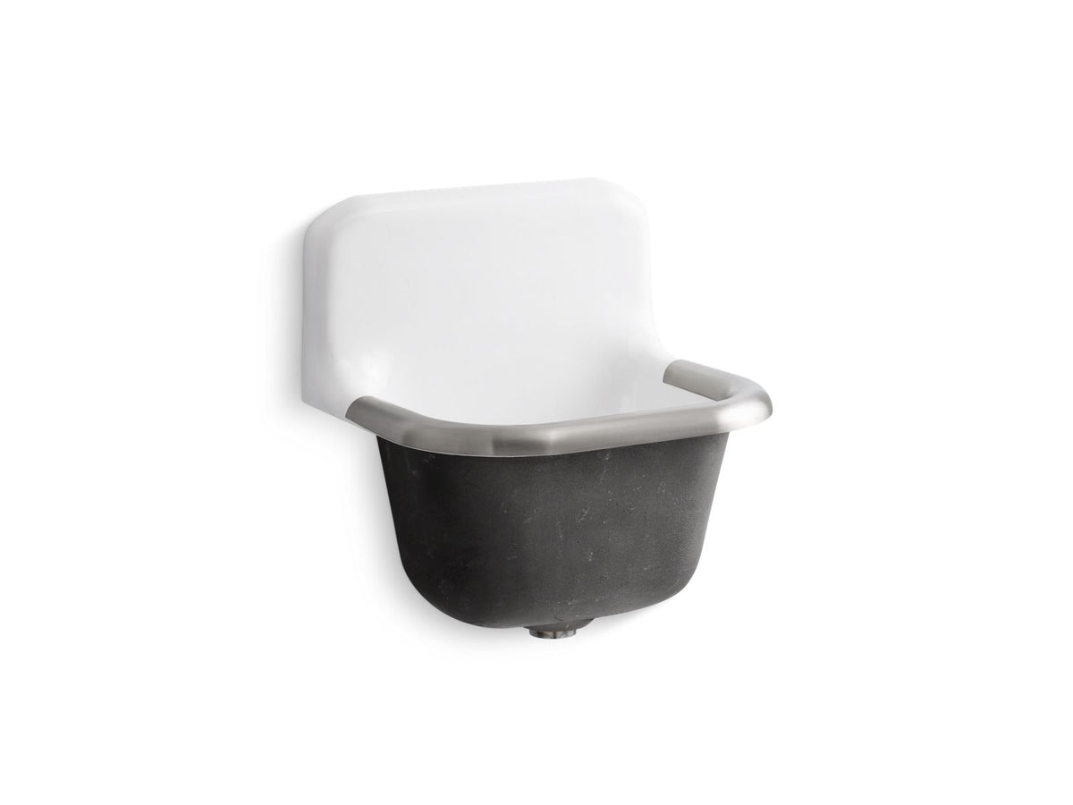Kohler 6718-0 Bannon 22-1/4" x 18-1/4" wall-mount or P-trap mount service sink with rim guard and blank back