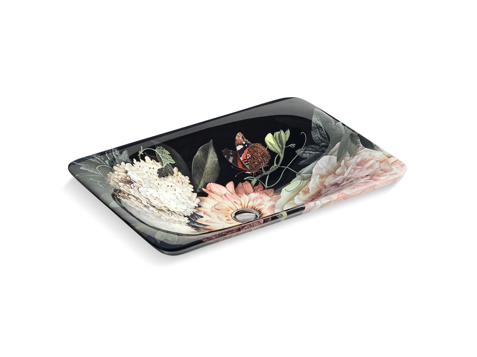 Kohler 30334-DM1-0 Dutchmaster Blush Floral Carillon 21-1/4" rectangular drop-in bathroom sink, no overflow