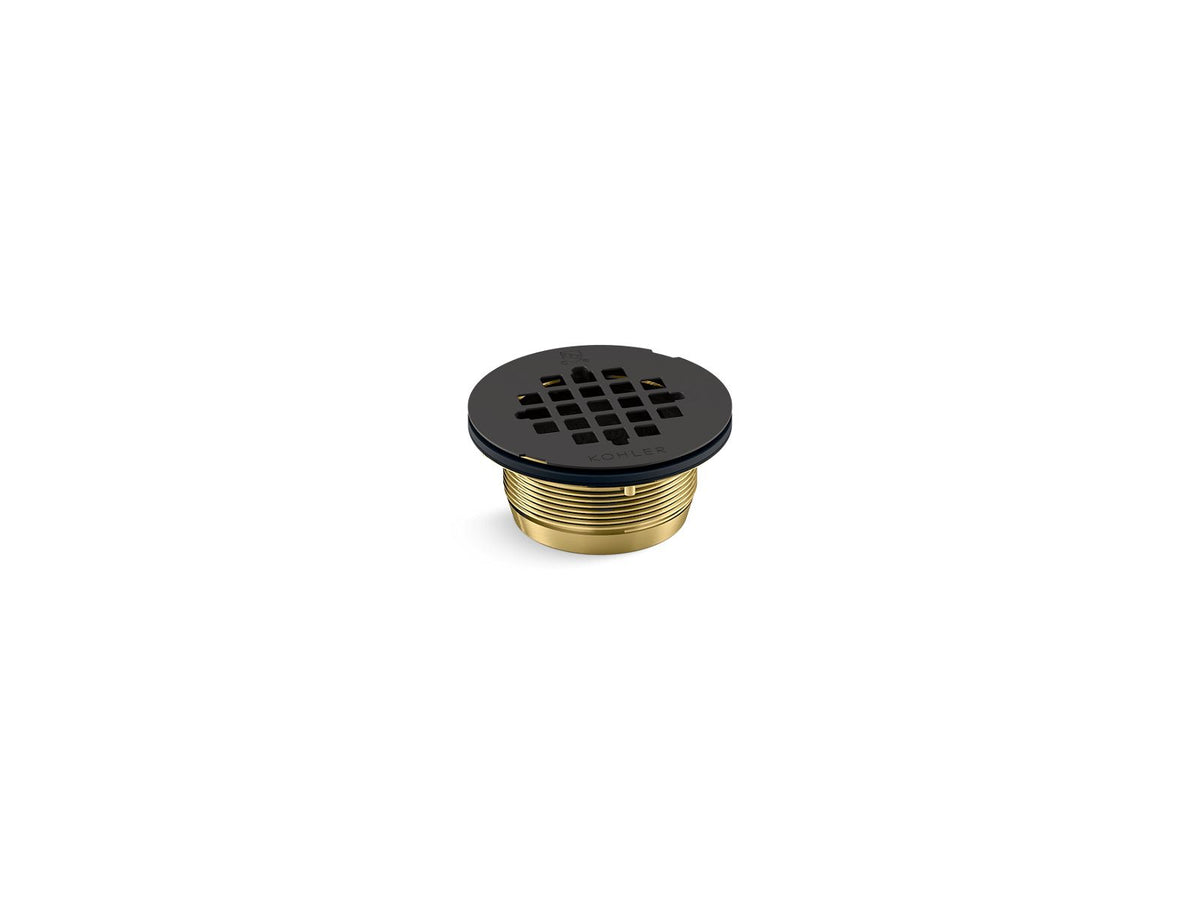 Kohler 22675-BL Round Brass Shower Receptor Drain, Matte Black