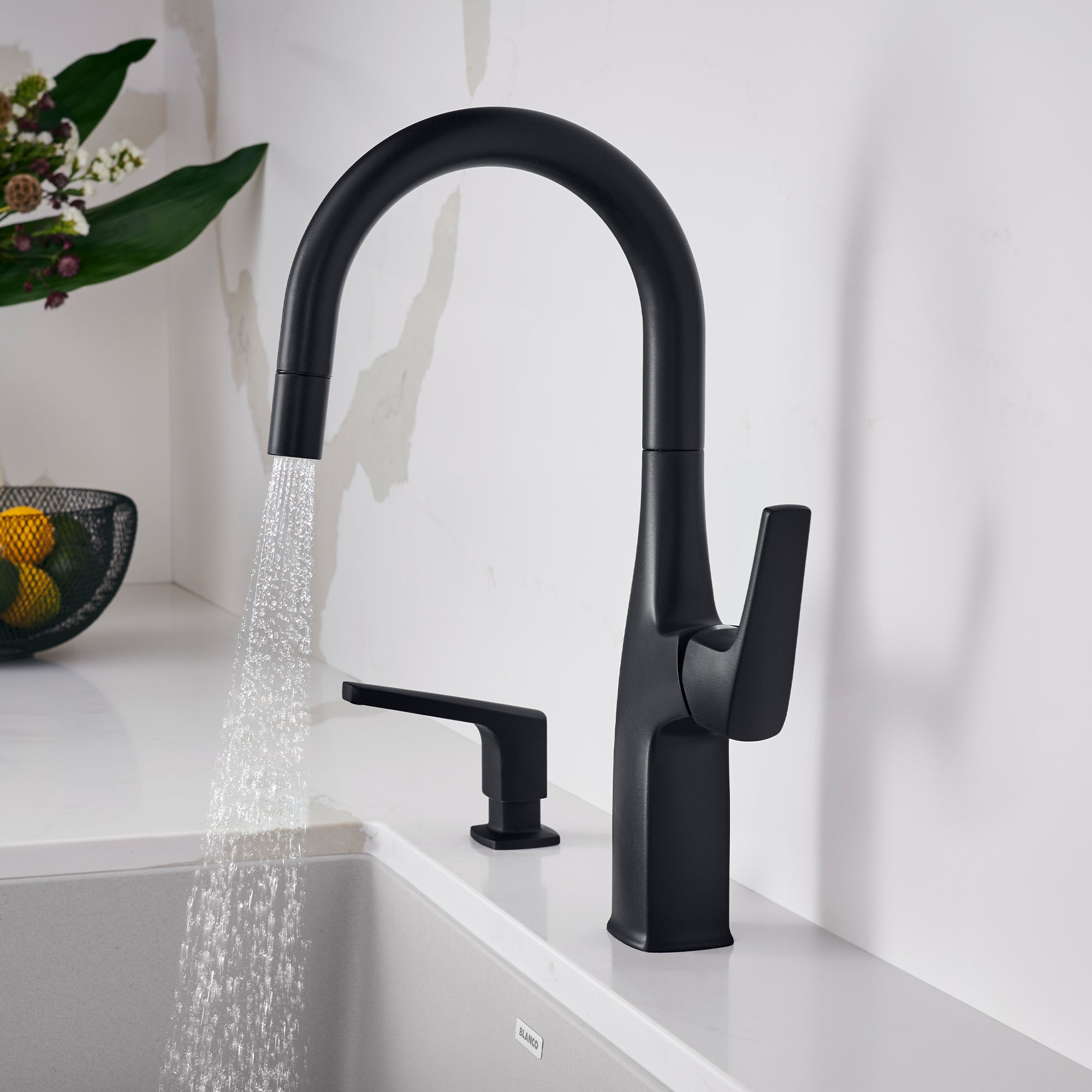 Blanco - 443021 - Rivana Pull-Down Bar Faucet - Matte Black - Beauty Shot 3