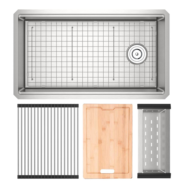 House Of Rohl Culinario RUWUM3319WSSB Kitchen Sink 31" x 16" SS 1-Bowl Workstation Undermount W/Accessories