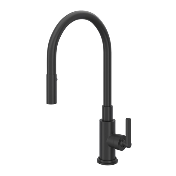 House Of Rohl Lombardia A3430LMMB-2 Kitchen Faucet 9-1/4" C Deck-Mount 1H Pull-Down Spray Swivel W/1-Lever 2-Spray Black