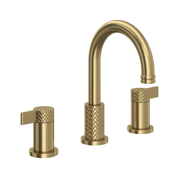 House Of Rohl Tenerife TE08D3LMAG 4-29/32"SR C-Spout Deck-Mount 3-Hole, Widespread Lavatory Faucet 1.20 GPM With 2-Lever Handles, Push Drain Antique Gold