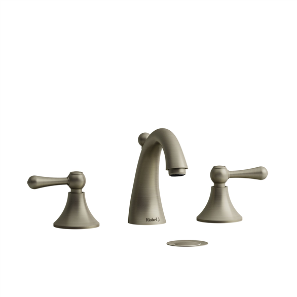 Riobel Fidji FI08LBN Lavatory Faucet 8-5/8" Deck-Mount 3H 8CC WS 1.20 GPM W/2-Lever Pop-Up Nickel
